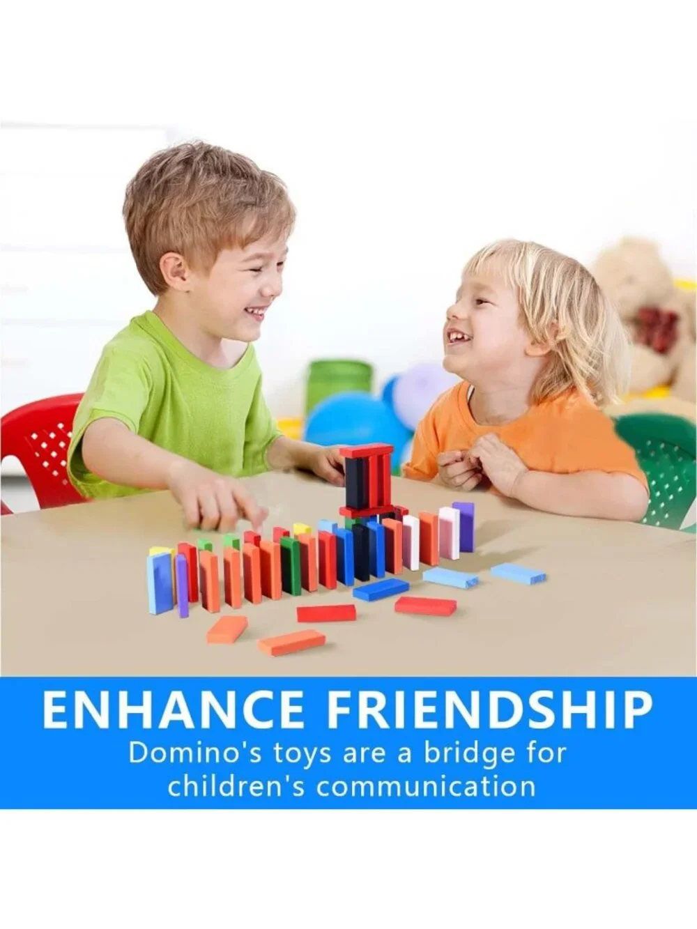 Colorful Wooden Domino Blocks Set - 600 Pcs Stacking & Racing Game for Kids